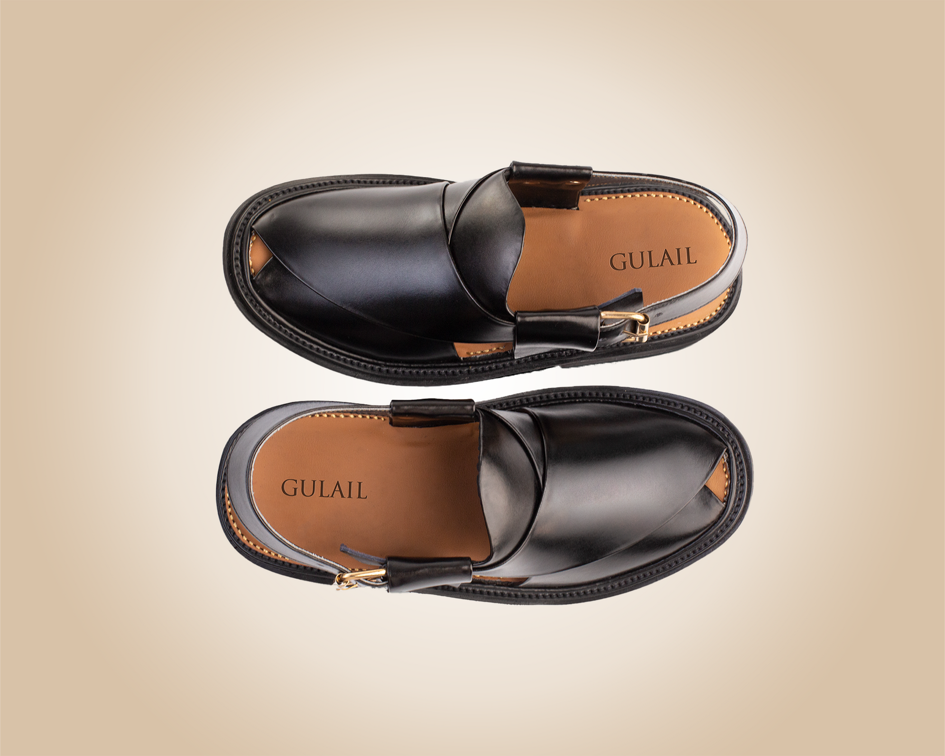 Round Shape Jet Black Saply sandals, known as Peshawari Chappal, featuring traditional leather craftsmanship.