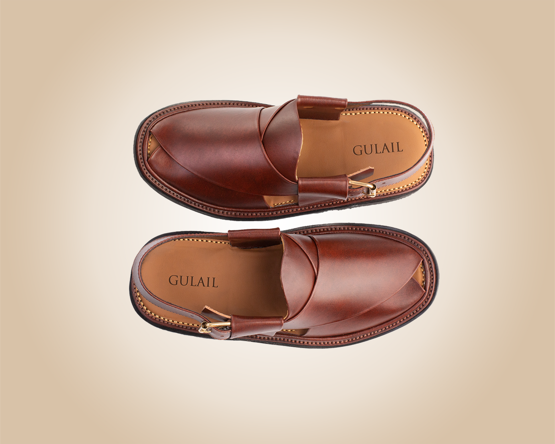 "Round Shape Brown Saply sandals, known as Peshawari Chappal, featuring traditional leather craftsmanship."